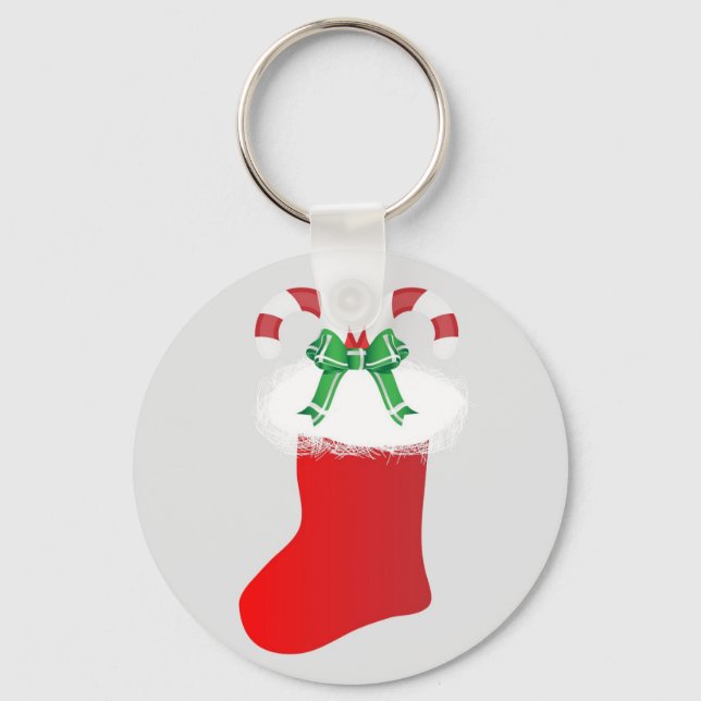 Christmas Stocking Candy Cane Peace Destiny Keychain (Front)