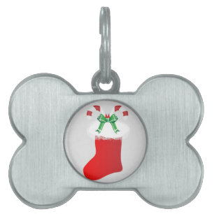 Christmas Stocking Candy Cane Peace Destiny Pet ID Tag