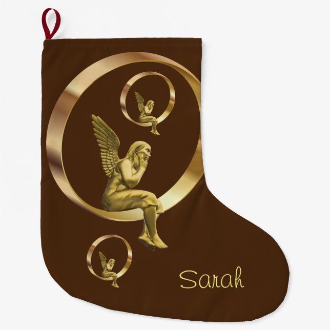 Christmas Stocking, Christmas Angel Large Christmas Stocking (Front)