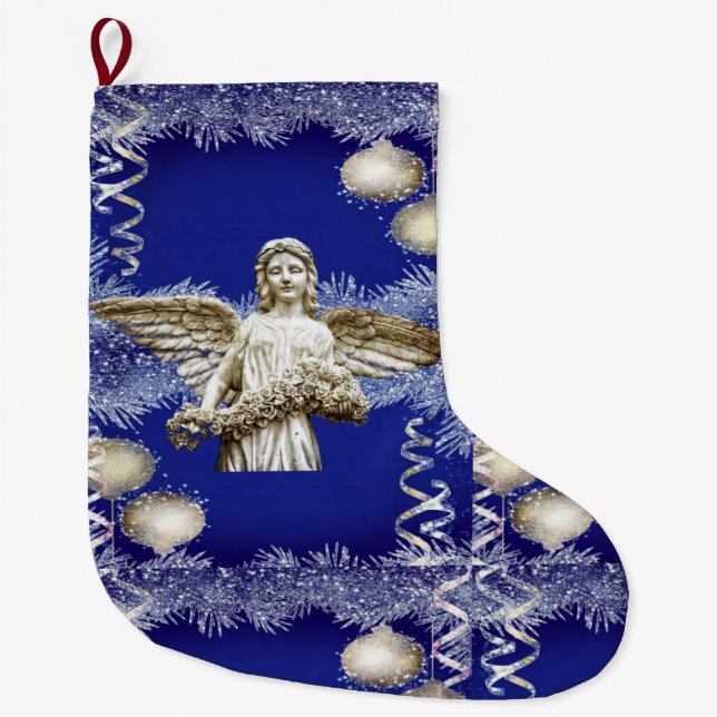 Christmas Stocking, Christmas Angel Large Christmas Stocking (Front)