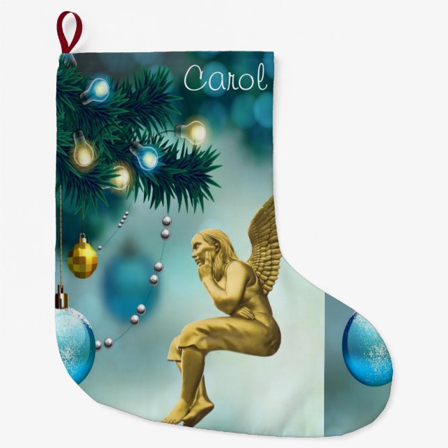 Christmas Stocking, Christmas Angel Large Christmas Stocking (Front)