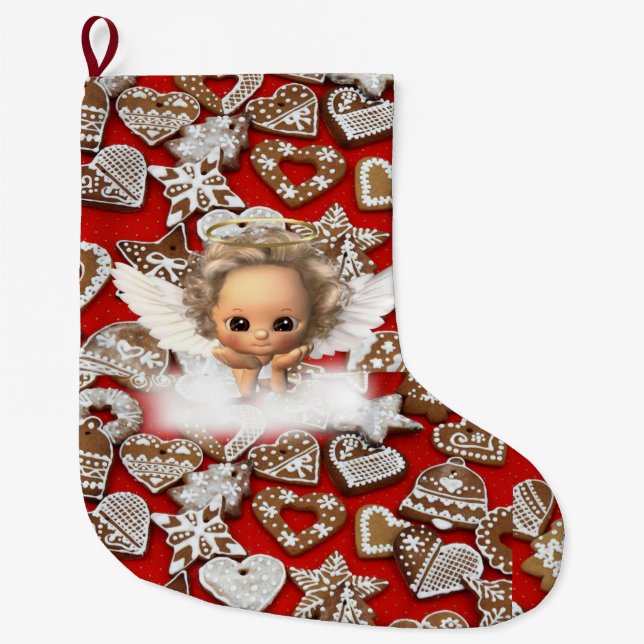 Christmas Stocking, Christmas Candle Large Christmas Stocking (Front)