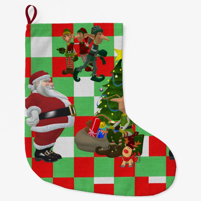 Christmas Stocking, Christmas Elf Large Christmas Stocking (Front)