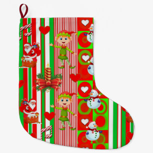 Christmas Stocking, Christmas Elf Large Christmas Stocking