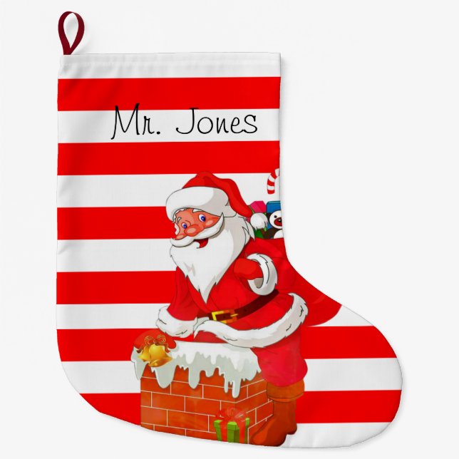 Christmas Stocking, Christmas Santa Large Christmas Stocking (Front)