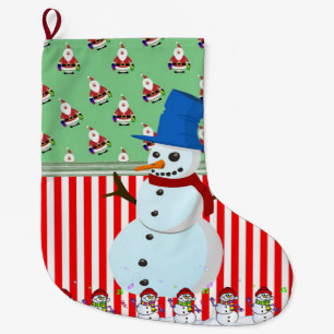 Christmas Stocking, Christmas Snowman Large Christmas Stocking