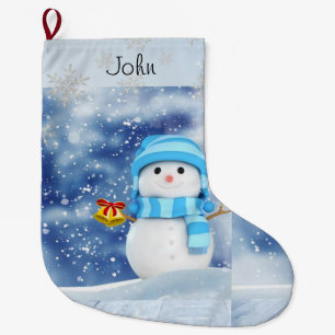 Christmas Stocking, Christmas Snowman Large Christmas Stocking