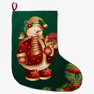 Christmas Stocking, Christmas Snowman Large Christmas Stocking