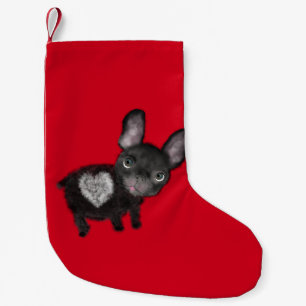 Christmas stocking cute black bulldog.