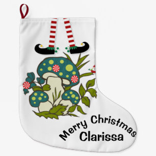 Christmas Stocking,  Elf Santa  Large Christmas Stocking