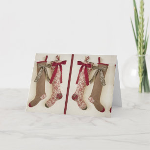 CHRISTMAS STOCKING FILL WITH GIFTS HOLIDAY CARD