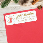 Christmas Stocking Gold Pink Cute Address Label<br><div class="desc">A festive return address label with the picture of a stocking and polka dots. Your name is beautifully written out in script. It Coordinates with the,  Oh What Fun,  Christmas Cards. Personalize it with your name and address. Designed for you by Blackberry Boulevard.</div>