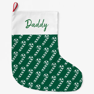 Christmas Stocking - Green Candy Canes with Name