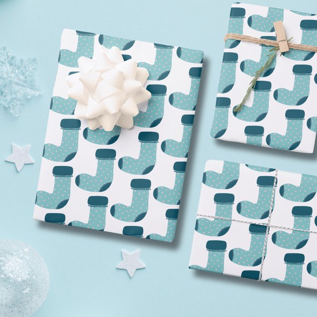 Christmas Stocking Holiday Wrapping Paper Sheet (Christmas stocking Holiday Wrapping Paper Rolls from artists own illustrations.)