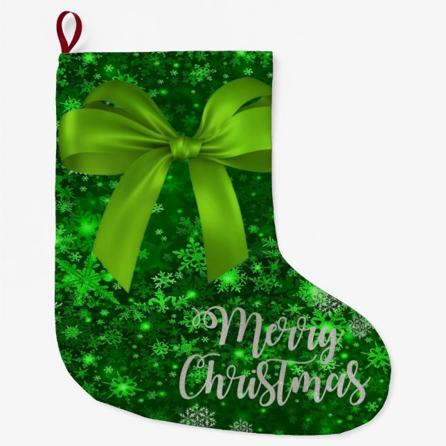 Christmas Stocking, Merry Christmas Large Christmas Stocking (Front)