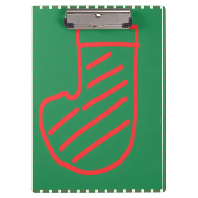 Christmas Stocking on Green Clipboard (Front)