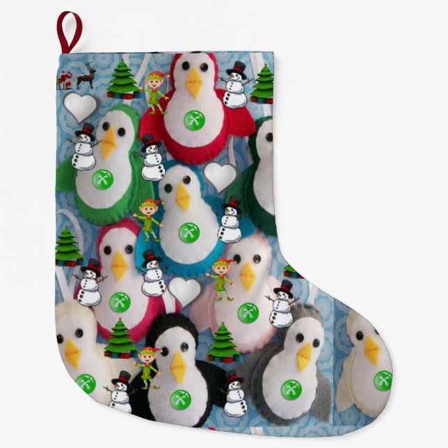 Christmas Stocking,  Penguin Large Christmas Stocking (Front)