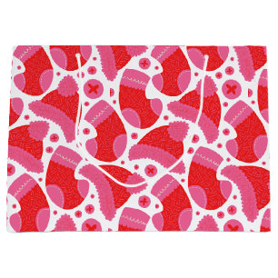 Christmas Stocking Red and Pink Large Gift Bag