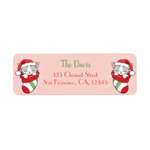 Christmas Stocking - Sleeping Kitten in Santa Hat