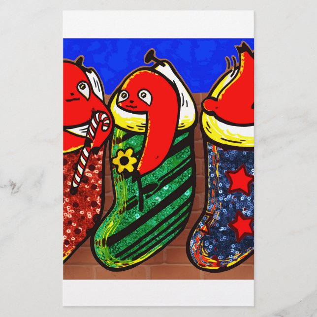christmas stocking sloth stationery (Front)
