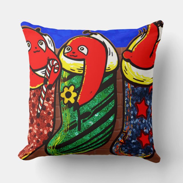 christmas stocking sloth throw pillow (Front)