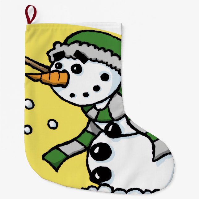Christmas Stocking, Snowman Large Christmas Stocking (Front)