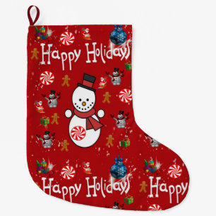 Christmas Stocking, Snowman Large Christmas Stocking