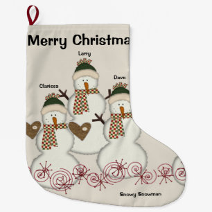 Christmas Stocking,  Snowy Snowman Large Christmas Stocking