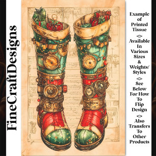 Christmas Stocking Steampunk Vibe BL3 Decoupage Tissue Paper