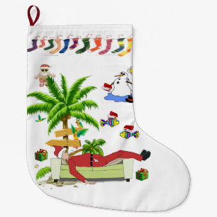 Christmas Stocking, Summer Beach Santa Large Christmas Stocking