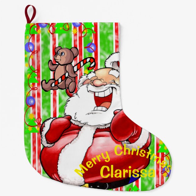 Christmas Stocking, Teddy Bear Large Christmas Stocking (Front)