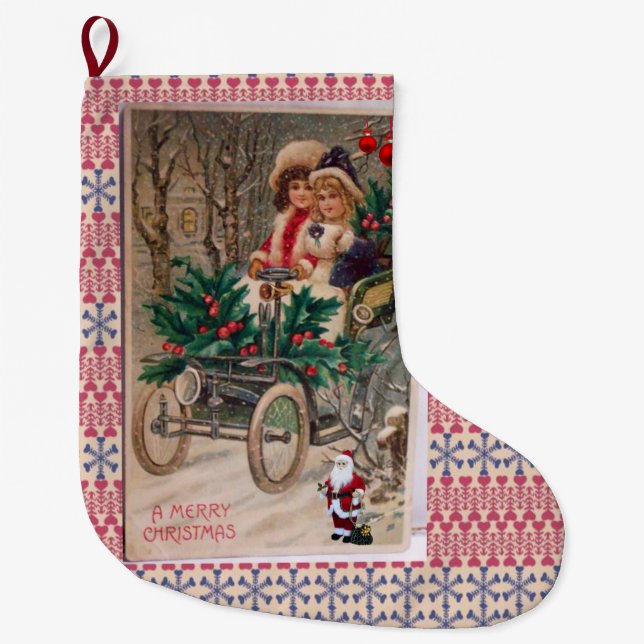 Christmas Stocking, Vintage Large Christmas Stocking (Front)