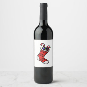 Christmas stocking wine label