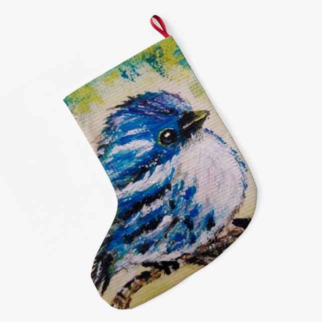 Christmas Stocking with Cute Bird (Back (Hanging))