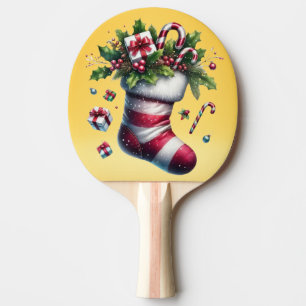 Christmas Stocking with Gifts and Candy Canes Ping Pong Paddle