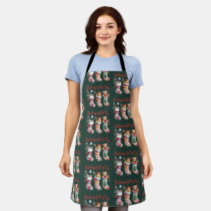 Christmas Stockings Full Of Joy Holiday Preppy  Apron