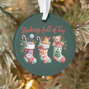 Christmas Stockings Full Of Joy Holiday Preppy  Ornament