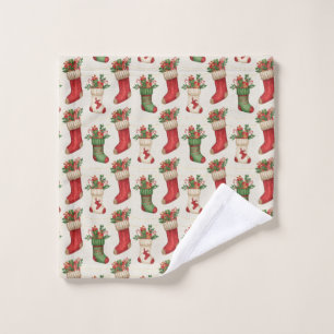 Christmas Stockings Seamless Pattern Wash Cloth