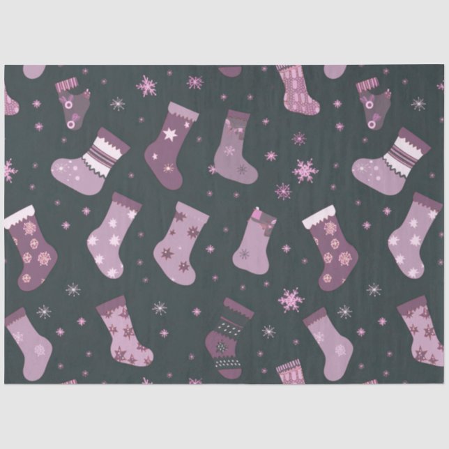 Christmas Stockings, Snowflakes & Stars Christmas Tissue Paper (Front)
