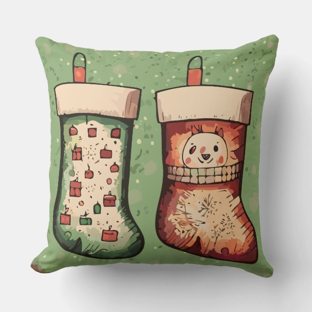 Christmas Stockings Throw Pillow (Front)