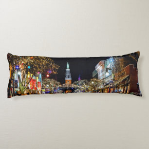 Christmas Street Church and Snow Body Pillow