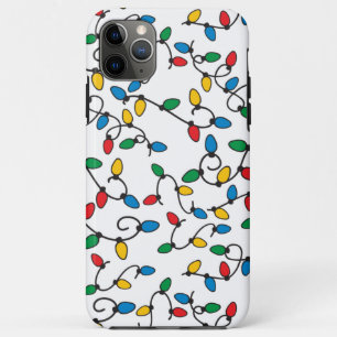 Christmas String Lights Colourful Bulbs on White iPhone 11 Pro Max Case