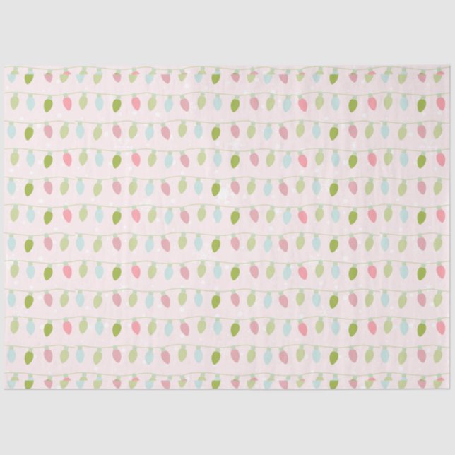 Christmas String Lights Green Blue Pink Christmas Tissue Paper (Front)