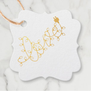 Christmas String Lights LOVE Foil Favour Tags