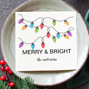 Christmas String Lights Personalized Paper Napkin