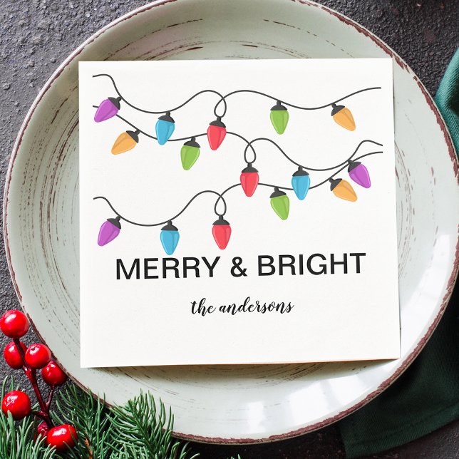 Christmas String Lights Personalized Paper Napkin (Christmas String Lights Personalized Paper Napkins)