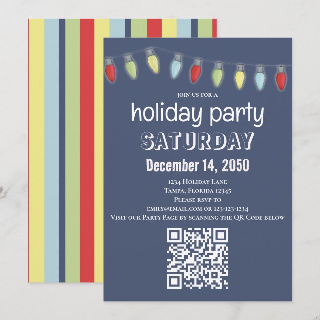 Christmas String Lights Whimsical Cute Typography Invitation (Front/Back)