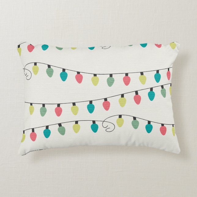 Christmas String of Lights Pattern Decorative Pillow (Front)