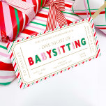 Christmas Stripe Babysitting Gift Voucher Card<br><div class="desc">This babysitting gift voucher design features a colourful dot design. The "babysitting" heading is an image that cannot be edited. All of the other text is fully editable. For more advanced customization of this design,  simply select the "Customize It" button above.</div>