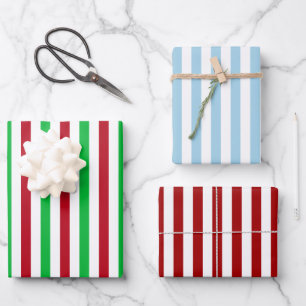 Christmas Stripe Bundle Wrapping Paper Sheet